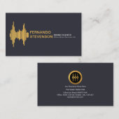 Gold Sound Wave Stylish Name Setting Visitekaartje (Voorkant / Achterkant)