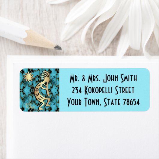 Gold Southwest Kokopelli Adres Label (Insitu)