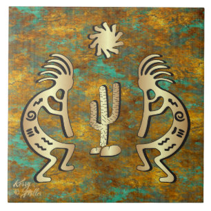 Gold Southwest Kokopelli Ceramic Tegel Tegeltje