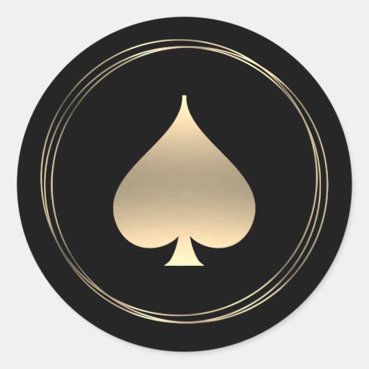 Gold Spade Symbol Klassic Round Sticker (Voorkant)