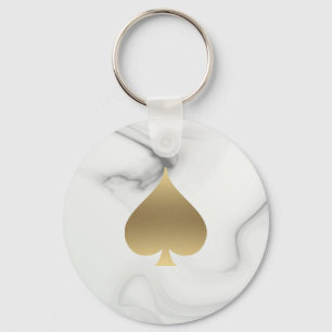 Gold Spade Symbol Marble Pattern Sleutelhanger