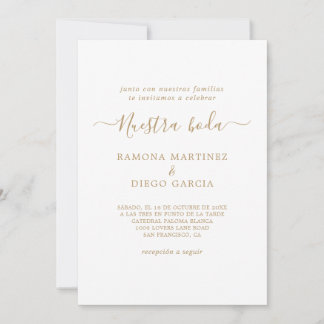 Gold Spain Nuestra Boda Invitation Kaart