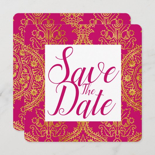 Gold  sparen de Datum Save The Date (Voorkant / Achterkant)