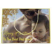 Gold Spark Elegant Beste pap ooit kerst Groot Cadeauzakje (Voorkant)
