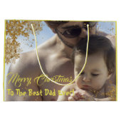Gold Spark Elegant Beste pap ooit kerst Groot Cadeauzakje (Achterkant)
