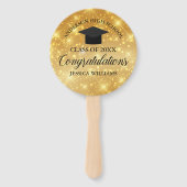 Gold Sparkle Afstuderen - Aangepast gefeliciteerd Handwaaier (Voorkant)