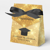 Gold Sparkle Afstuderen Chic Custom Party Bedankdoosjes (Voorkant Zijde)