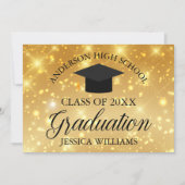 Gold Sparkle Afstuderen Chic Custom School Aankondiging (Voorkant)