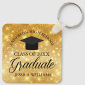 Gold Sparkle Afstuderen Chic Gepersonaliseerd Afst Sleutelhanger (Achterkant)