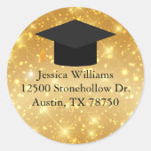 Gold Sparkle Afstuderen Chic Retouradres Ronde Sticker (Voorkant)