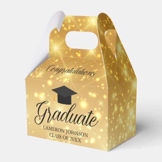 Gold Sparkle Afstuderen chique afstudeerfeest Bedankdoosjes (Voorkant Zijde)
