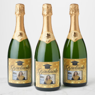 Gold Sparkle-Afstuderen Foto Chic Custom Party Sparkling Wijnetiket