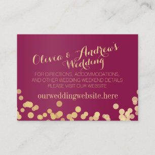 Gold Sparkle Berry Wine Wedding Informatie Invoege Informatiekaartje