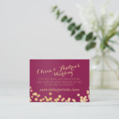 Gold Sparkle Berry Wine Wedding Informatie Invoege Informatiekaartje (Staand voorkant)