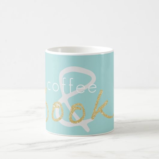 Gold Sparkle Café et livres Coffee Mug (Centre)