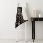 Gold Sparkle Chandelier Pattern Black Sherpa Deken (In situ)