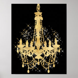 Gold Sparkle Chandelier Poster