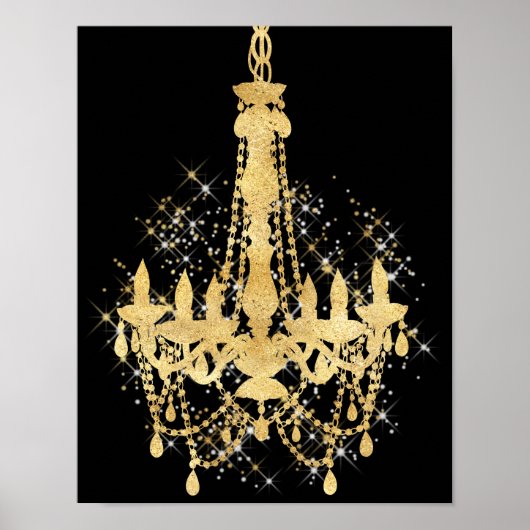 Gold Sparkle Chandelier Poster (Voorkant)