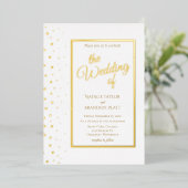 Gold Sparkle Classic Wedding Folie Uitnodiging (Staand Voorkant)