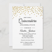 Gold Sparkle Confetti Quinceanera Invitation (Devant)