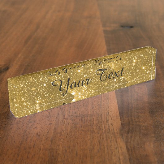 Gold Sparkle Desk-naamplaat Naambordje (Zijkant)