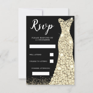 Gold Sparkle Dress Birthday Party Bridal Black RSVP Kaartje
