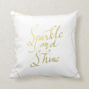 Gold Sparkle en Shine Handgeschreven Script Holida Kussen
