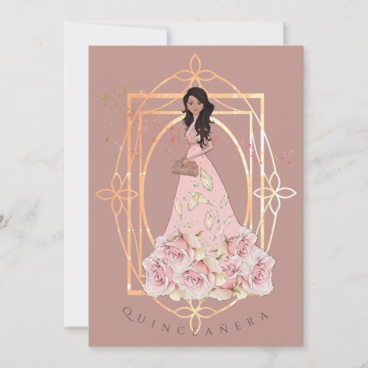 Gold Sparkle Formal Beauty Quinceañera Kaart (Voorkant)