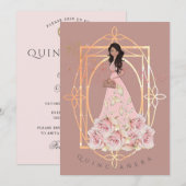 Gold Sparkle Formal Beauty Quinceañera Kaart (Voorkant / Achterkant)