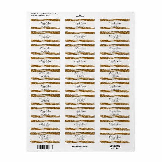 Gold Sparkle Glitter en White Custom Adresetikette Etiket (Full Sheet)