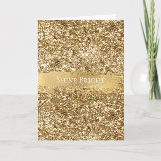 Gold Sparkle Glitter Kerstmis Kaart (Voorkant)