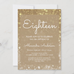 Gold Sparkle Glitter Lights 18e verjaardag Kaart