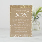 Gold Sparkle Glitter Lights 50e verjaardag Kaart (Staand voorkant)