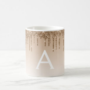 Gold Sparkle Glitter Luxury Monogram Koffiemok