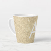 Gold Sparkle Glitter Monogram Naam en Initiaal Latte Mok (Linkerhoek)