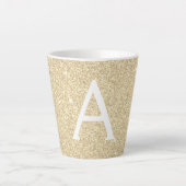 Gold Sparkle Glitter Monogram Naam en Initiaal Latte Mok (Voorkant)