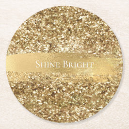 Gold Sparkle Glitter Ronde Kartonnen Onderzetter
