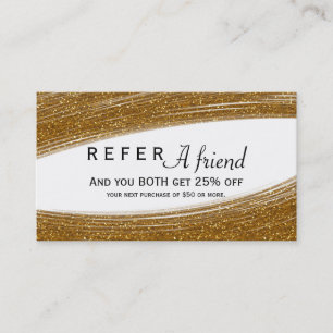 Gold Sparkle Glitter & White Chic Client Kaart