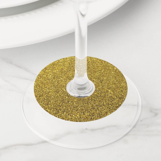 Gold Sparkle Glitter Wijnglaslabel (Dichtbij)