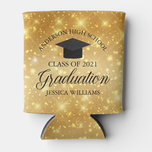 Gold Sparkle Graduation Party gepersonaliseerd 202 Blikjeskoeler (Voorkant)