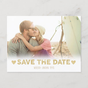 Gold Sparkle Hearts Save the Date Briefkaart