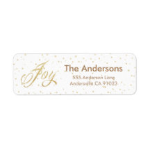 Gold Sparkle Joy-Adresetiketten voor kerstmis