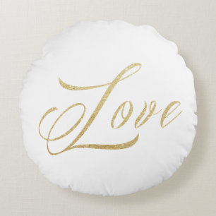 Gold Sparkle Love Round Sierkussen Rond Kussen