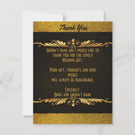 Gold Sparkle Mariage Merci Cartes (Devant)