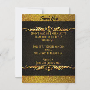 Gold Sparkle Mariage Merci Cartes