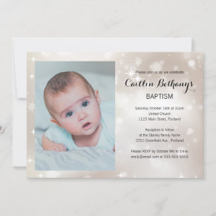 Gold Sparkle Photo Baby Baptisme Christening Kaart