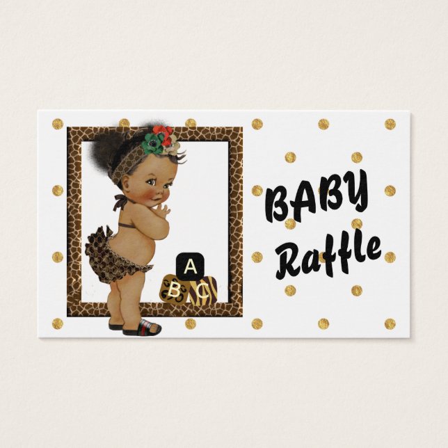 Gold Sparkle Polka Dot Diaper Raffle Visitekaartje (Voorkant)