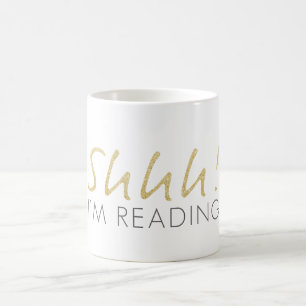 Gold Sparkle Shhh! Ik leest koffie-Mok Koffiemok