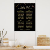 Gold Sparkle Stars 4 Table Wedding Seating Chart Poster (Keuken)