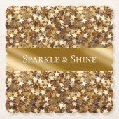 Gold Sparkle Stars Kartonnen Onderzetters (Voorkant)